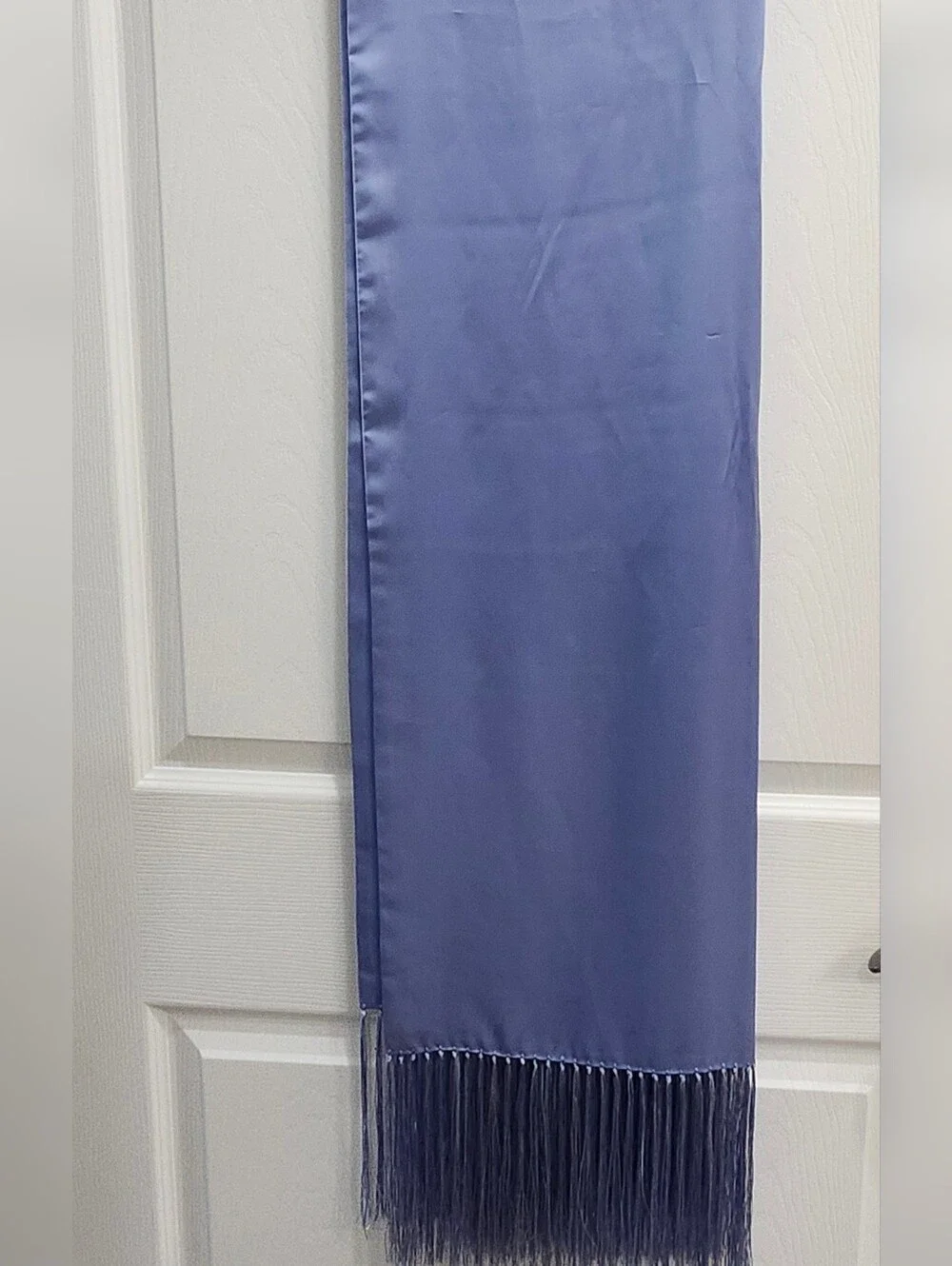 Carter Club 100% Silk Wrap Shawl Blue Reversible Fringed 70”x 21” Luxury Evening